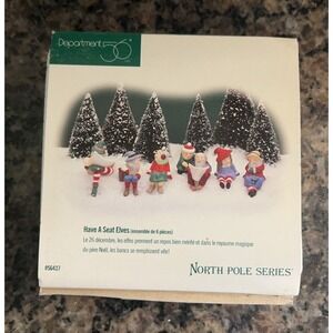 Vintage Department 56 North Pole "Have A Seat Elves" (set of 6) item 56437